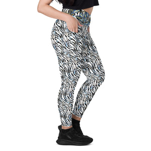 Zebra Dragonflies Crossover leggings with pockets