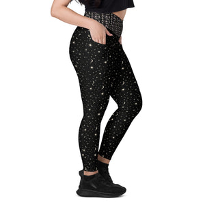 Planets and Yoga Astronauts Crossover leggings with pockets