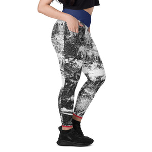 Colorado Mtn and Flag Crossover leggings with pockets