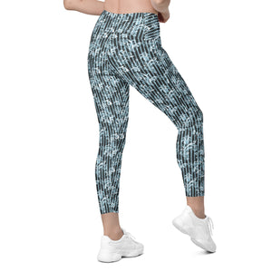 Denim Fleurs Crossover leggings with pockets