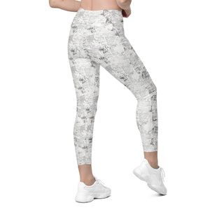 Newspaper Crossover leggings with pockets