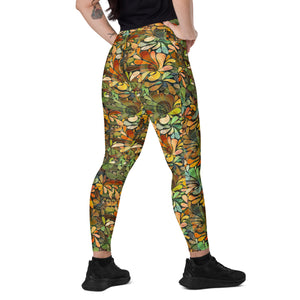 Browns and Golds Crossover leggings with pockets