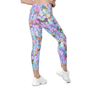 Pastel Butterflies Crossover leggings with pockets