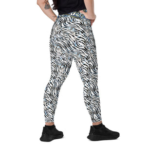 Zebra Dragonflies Crossover leggings with pockets