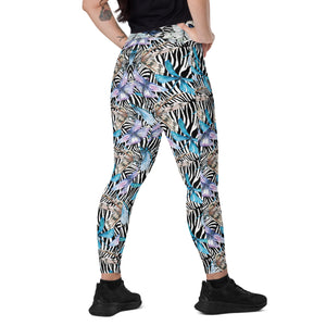 Zebra Butterflies Crossover leggings with pockets