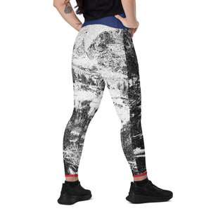 Colorado Mtn and Flag Crossover leggings with pockets