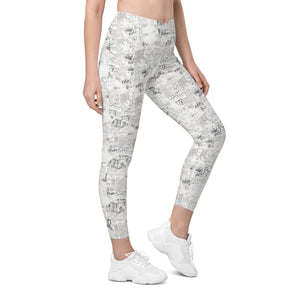 Newspaper Crossover leggings with pockets