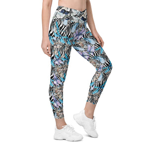 Zebra Butterflies Crossover leggings with pockets