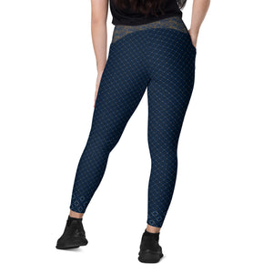 Blue and Brown Patterned Leggings with pockets