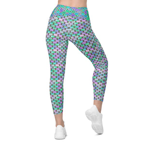 Neon Pastel Geometrics Leggings with pockets