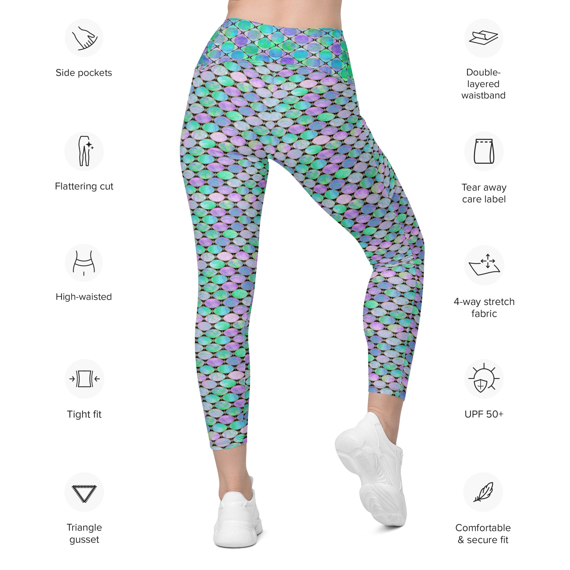 Neon Pastel Geometrics Leggings with pockets