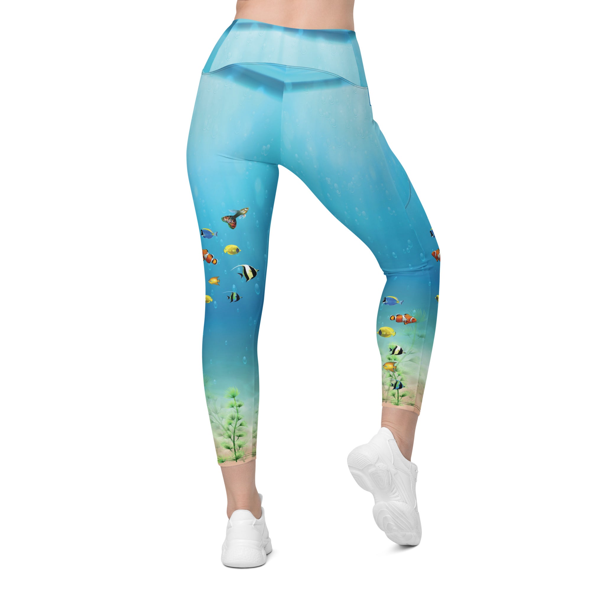 Ocean and Fish Leggings with pockets