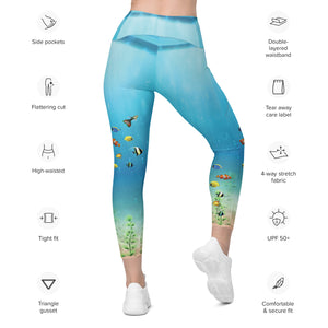 Ocean and Fish Leggings with pockets