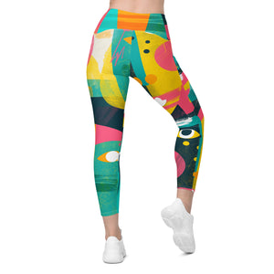 Abstract Faces Leggings with pockets