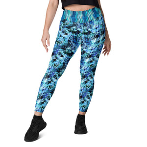 Blue and Black Splotches Leggings with pockets