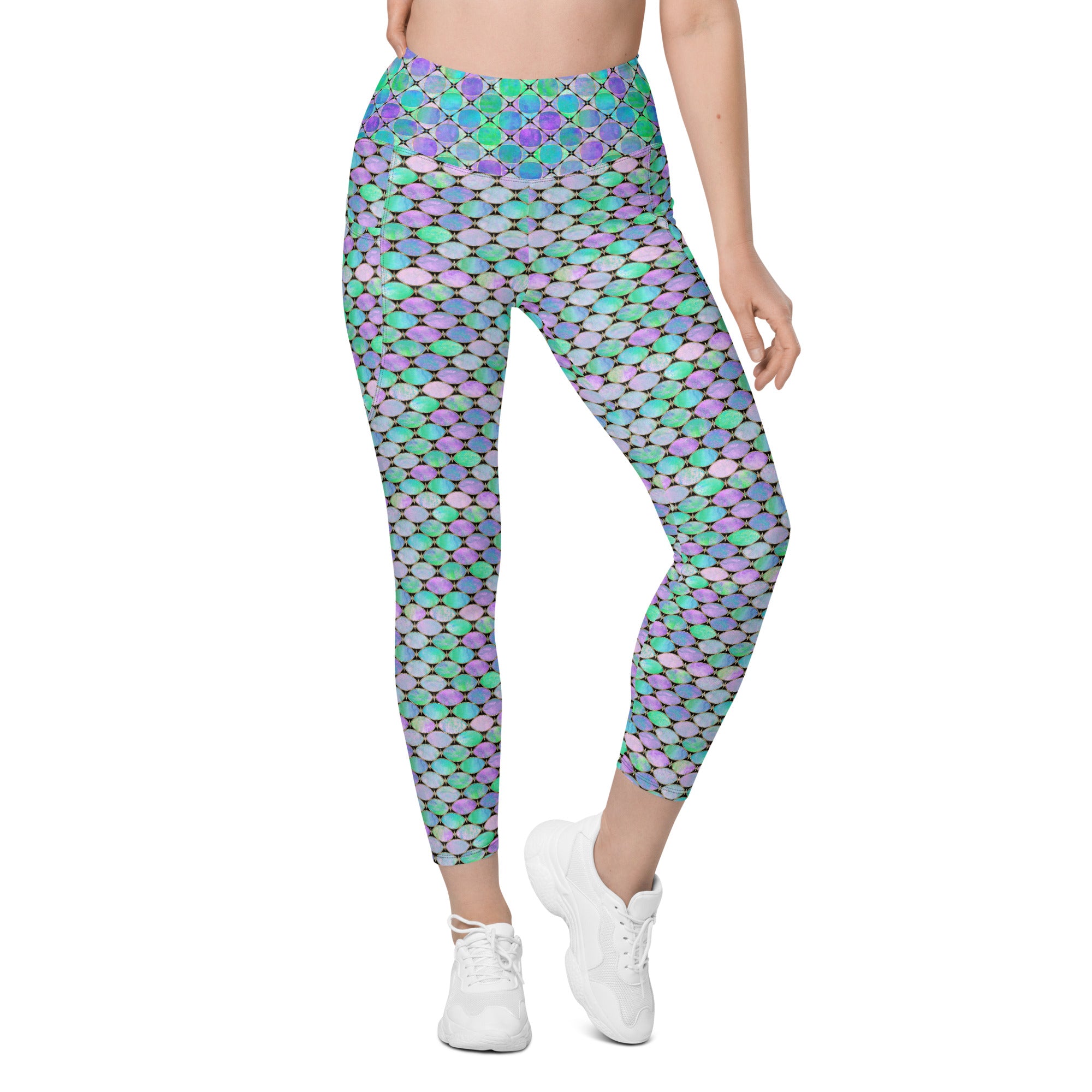 Neon Pastel Geometrics Leggings with pockets