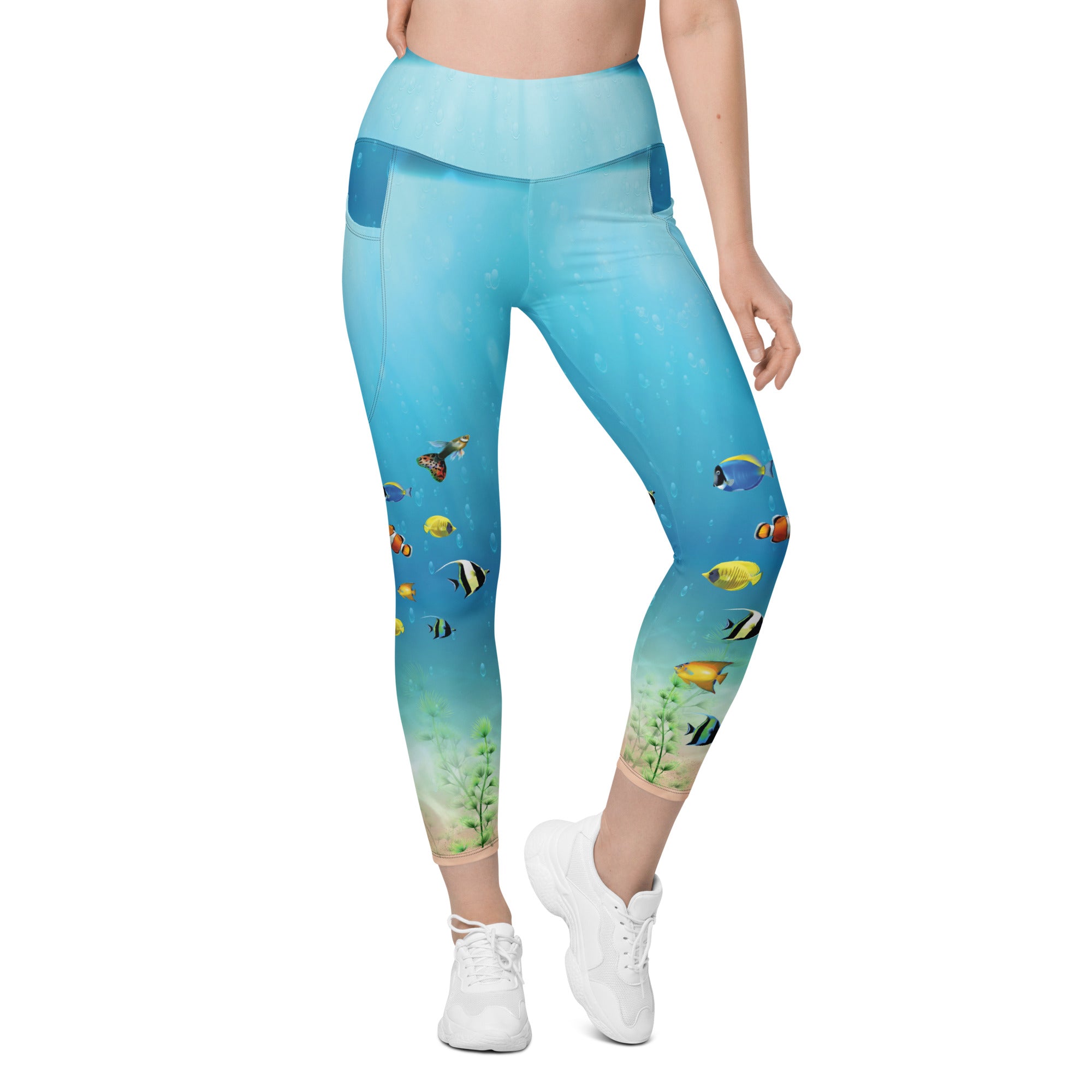 Ocean and Fish Leggings with pockets