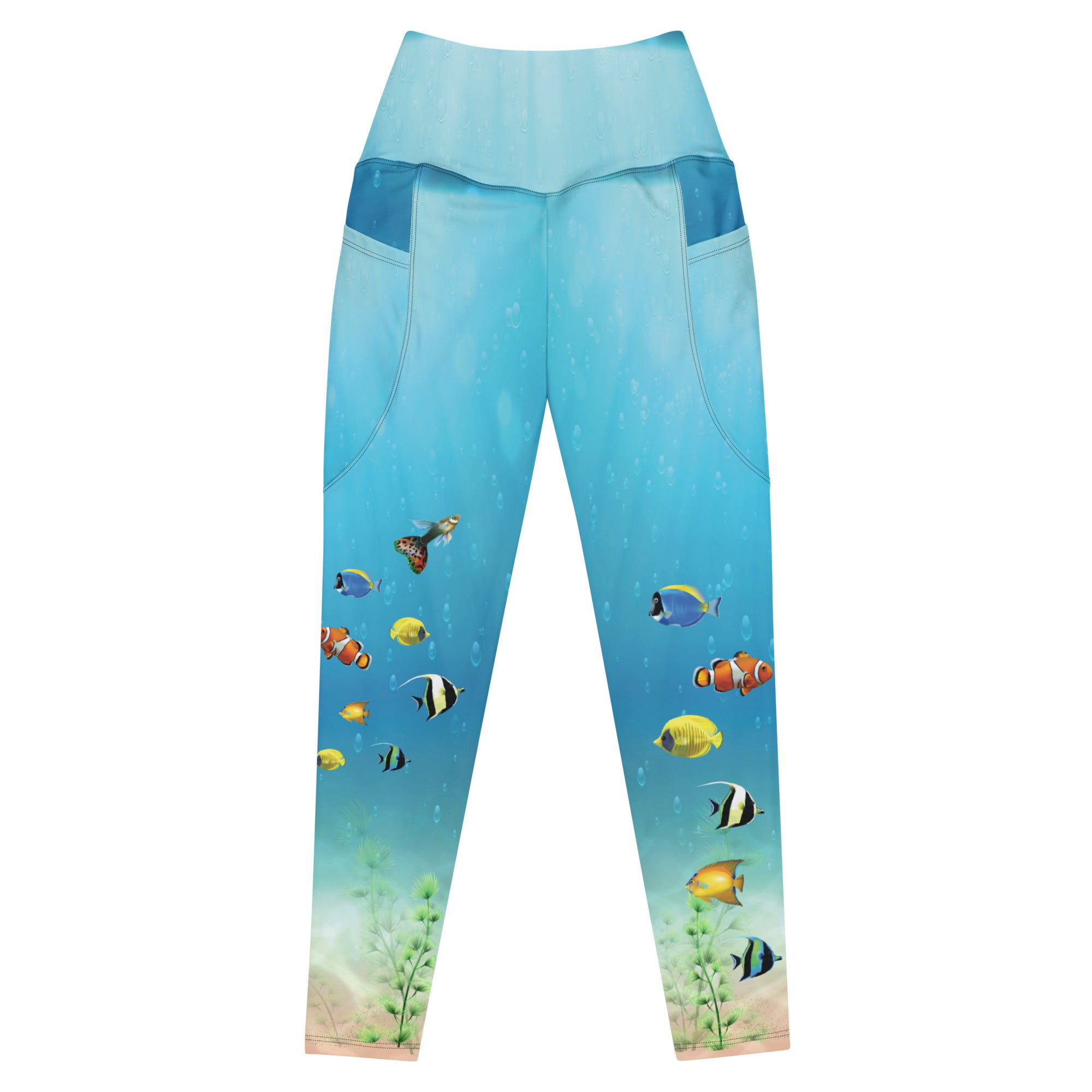 Ocean and Fish Leggings with pockets