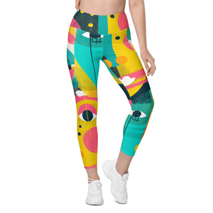 Abstract Faces Leggings with pockets