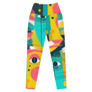 Abstract Faces Leggings with pockets