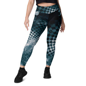 Black Teal Checks Explosion Leggings w pockets