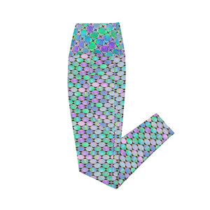 Neon Pastel Geometrics Leggings with pockets