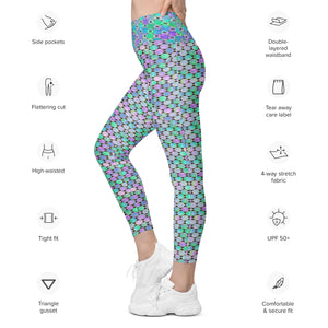 Neon Pastel Geometrics Leggings with pockets