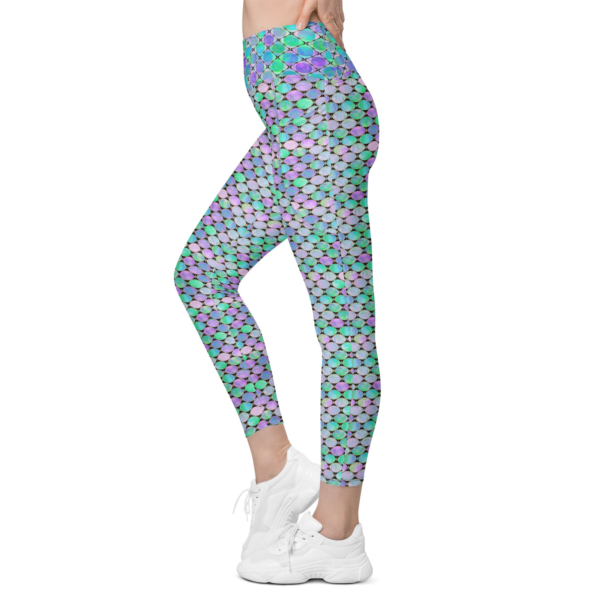 Neon Pastel Geometrics Leggings with pockets