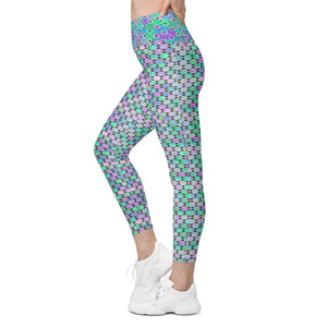 Neon Pastel Geometrics Leggings with pockets