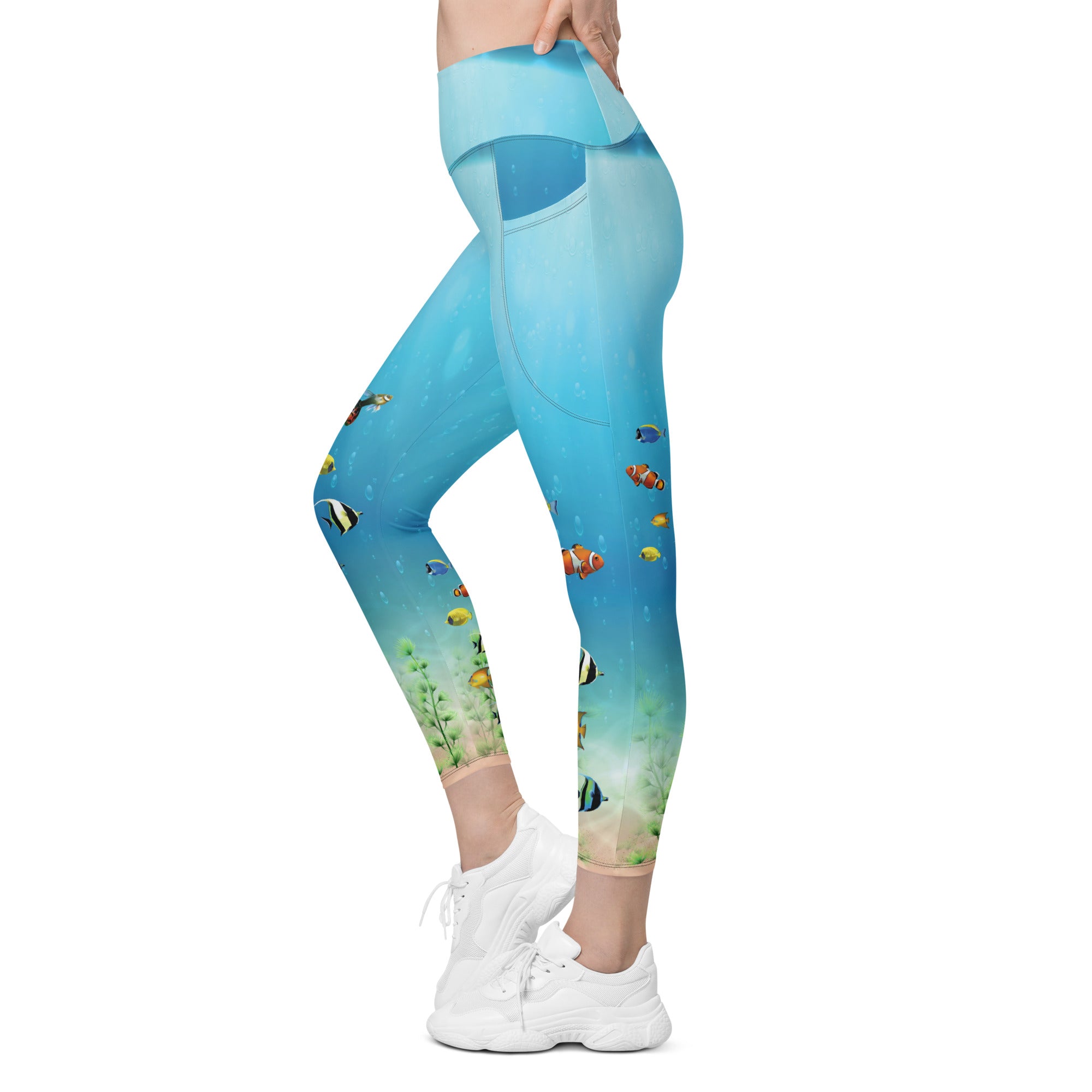 Ocean and Fish Leggings with pockets