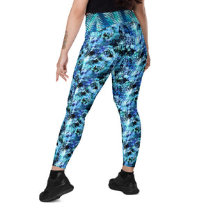 Blue and Black Splotches Leggings with pockets