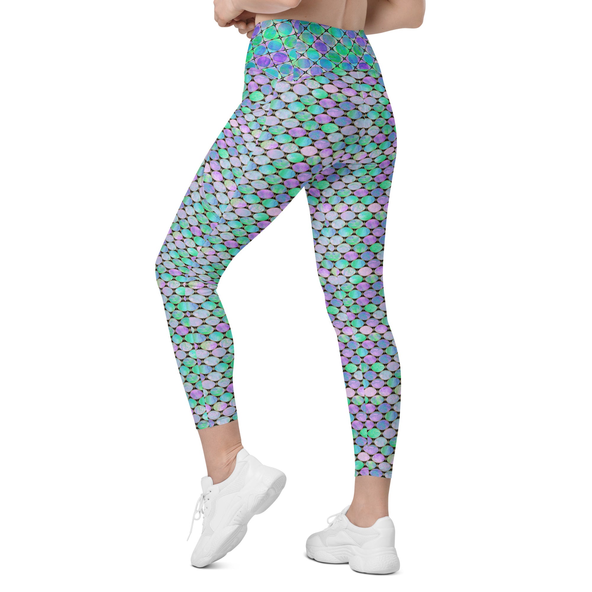 Neon Pastel Geometrics Leggings with pockets