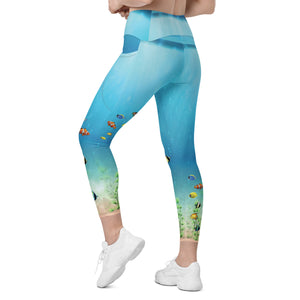 Ocean and Fish Leggings with pockets