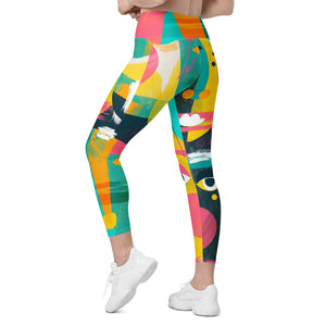 Abstract Faces Leggings with pockets