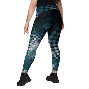 Black Teal Checks Explosion Leggings w pockets