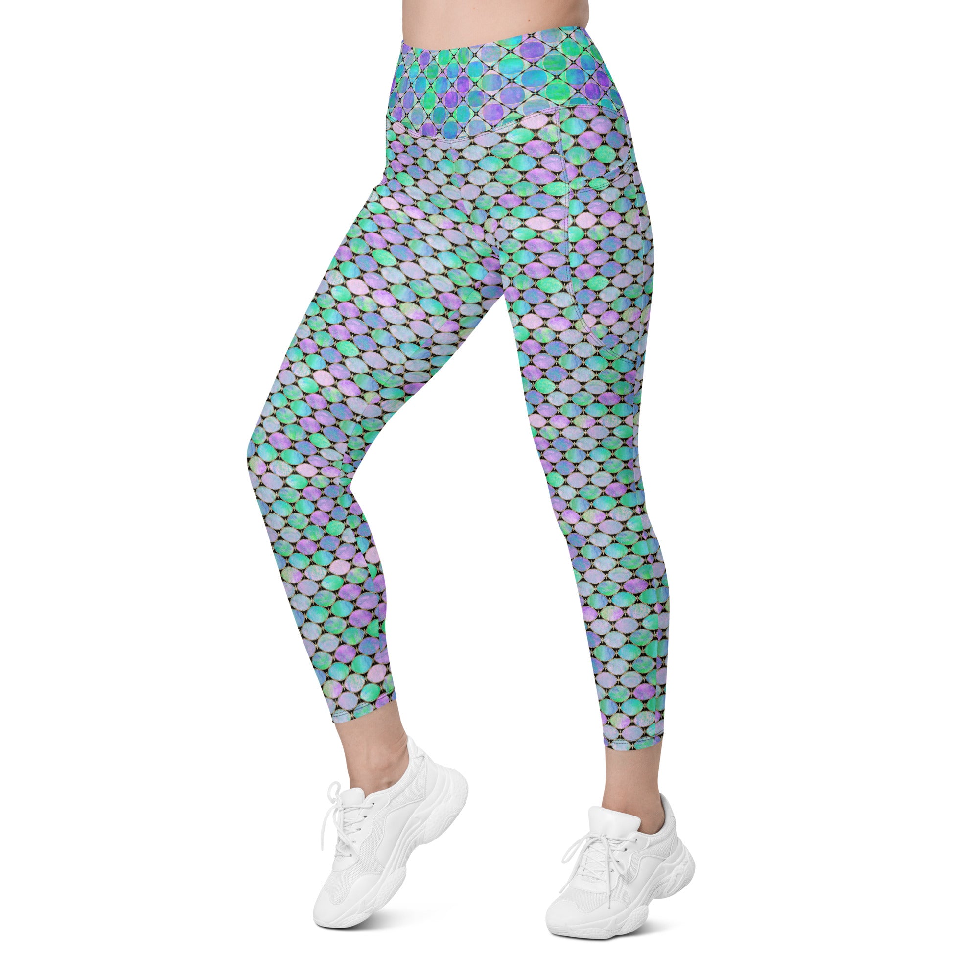 Neon Pastel Geometrics Leggings with pockets