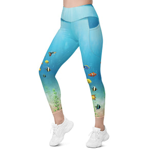 Ocean and Fish Leggings with pockets