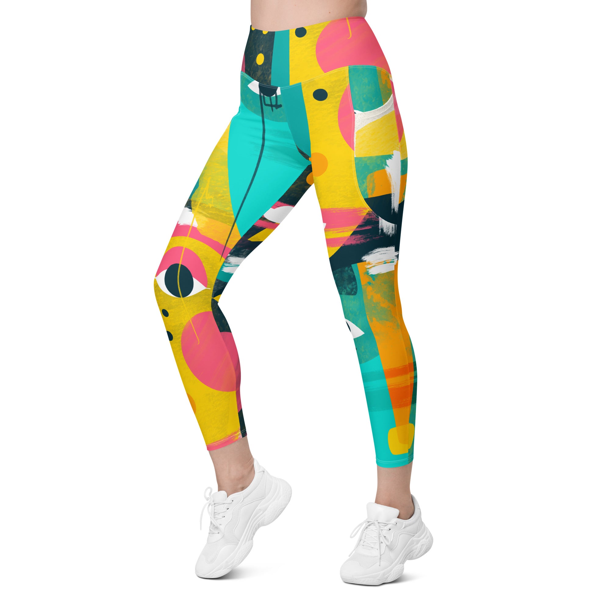 Abstract Faces Leggings with pockets