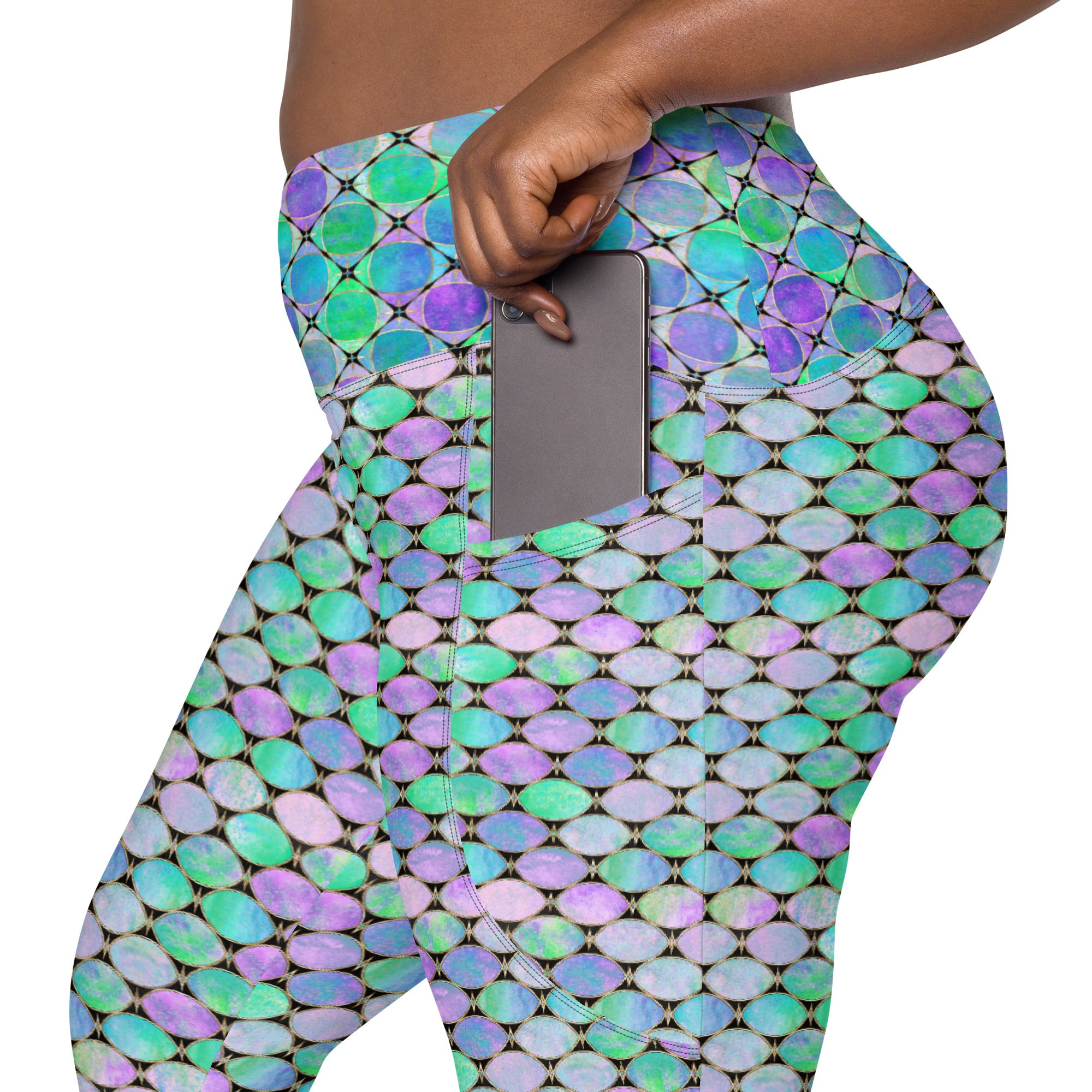 Neon Pastel Geometrics Leggings with pockets