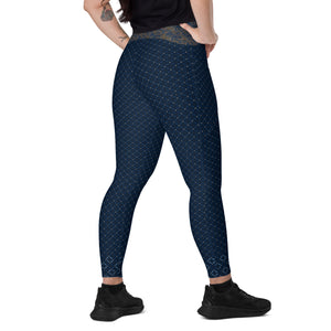 Blue and Brown Patterned Leggings with pockets