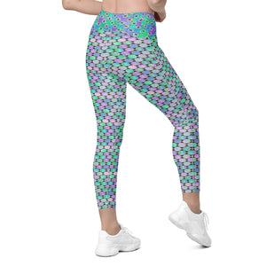 Neon Pastel Geometrics Leggings with pockets