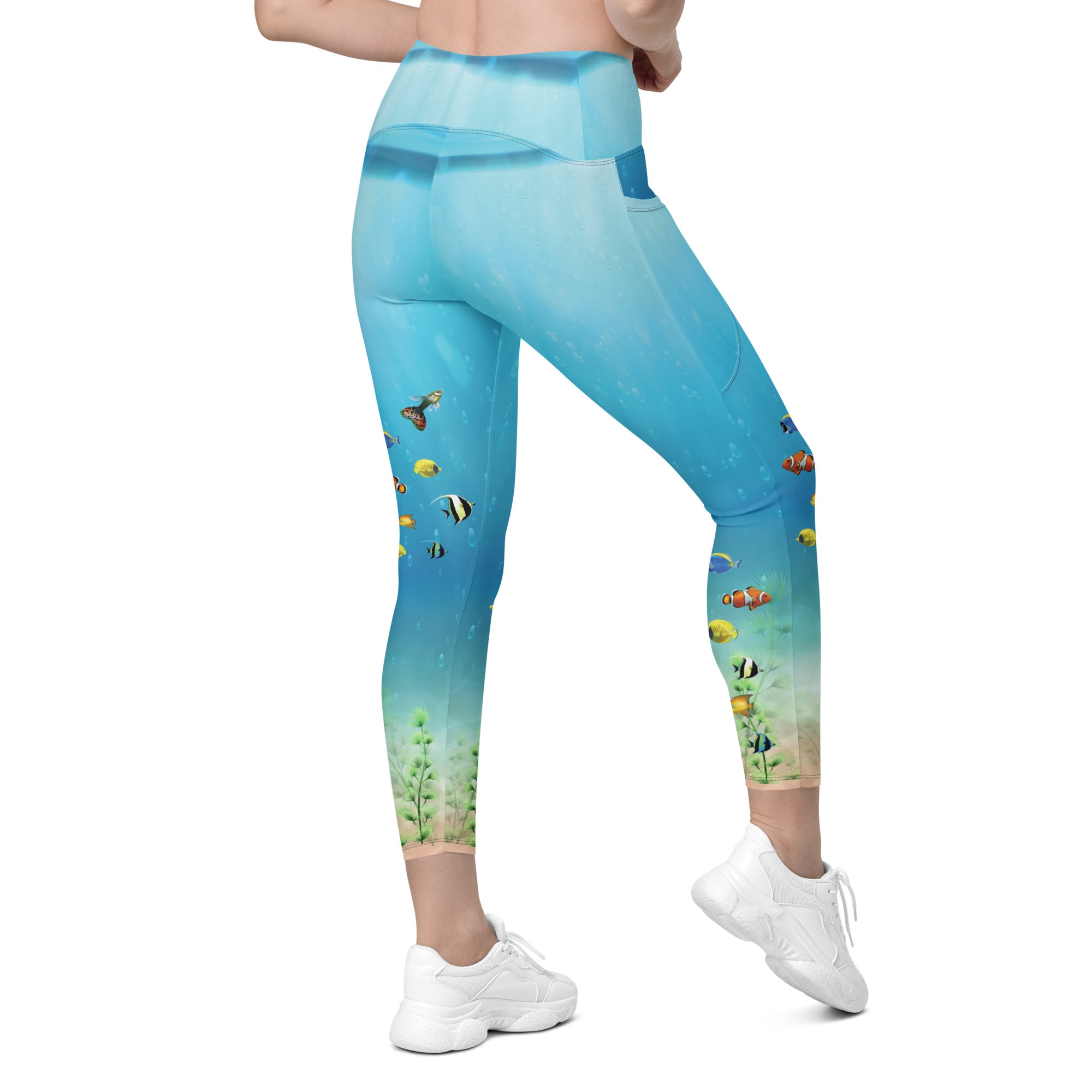 Ocean and Fish Leggings with pockets