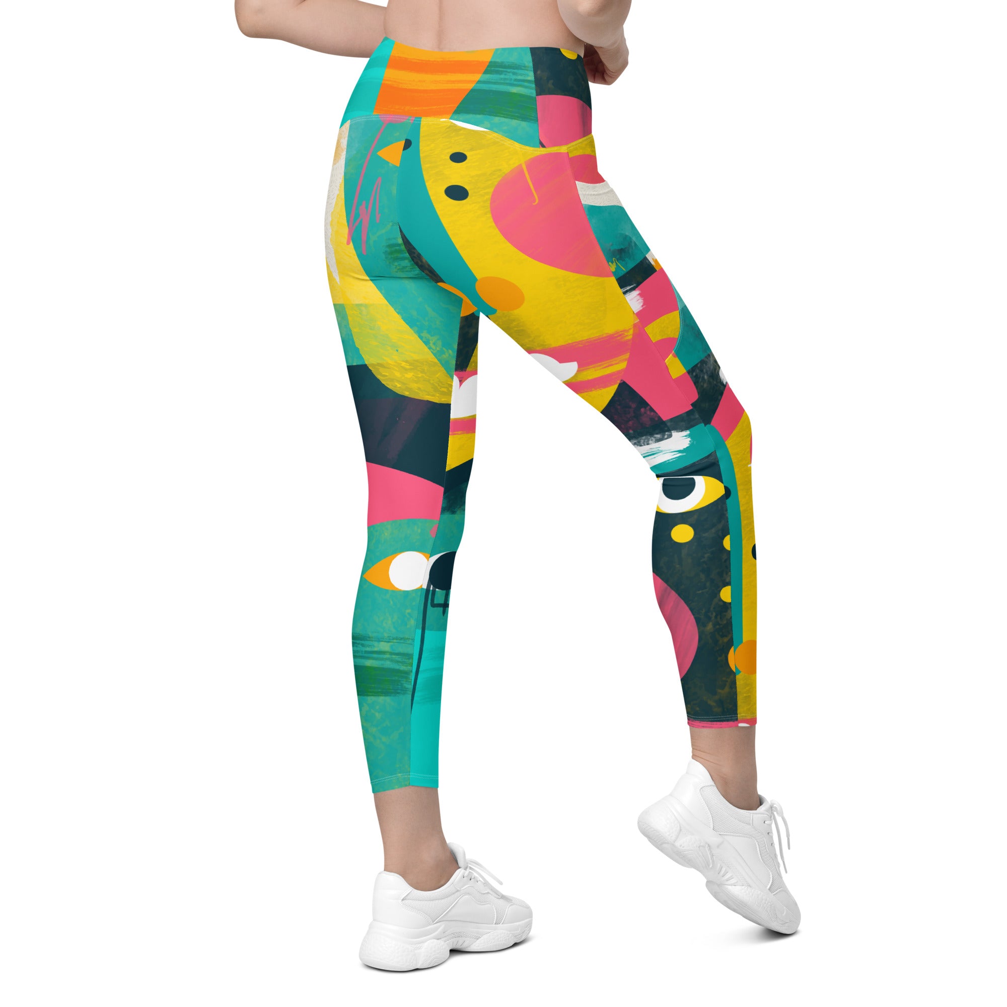 Abstract Faces Leggings with pockets