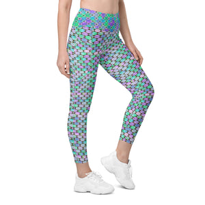 Neon Pastel Geometrics Leggings with pockets