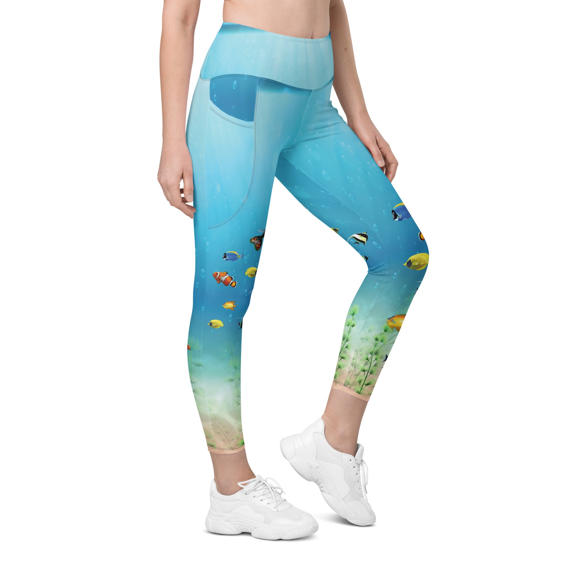 Ocean and Fish Leggings with pockets