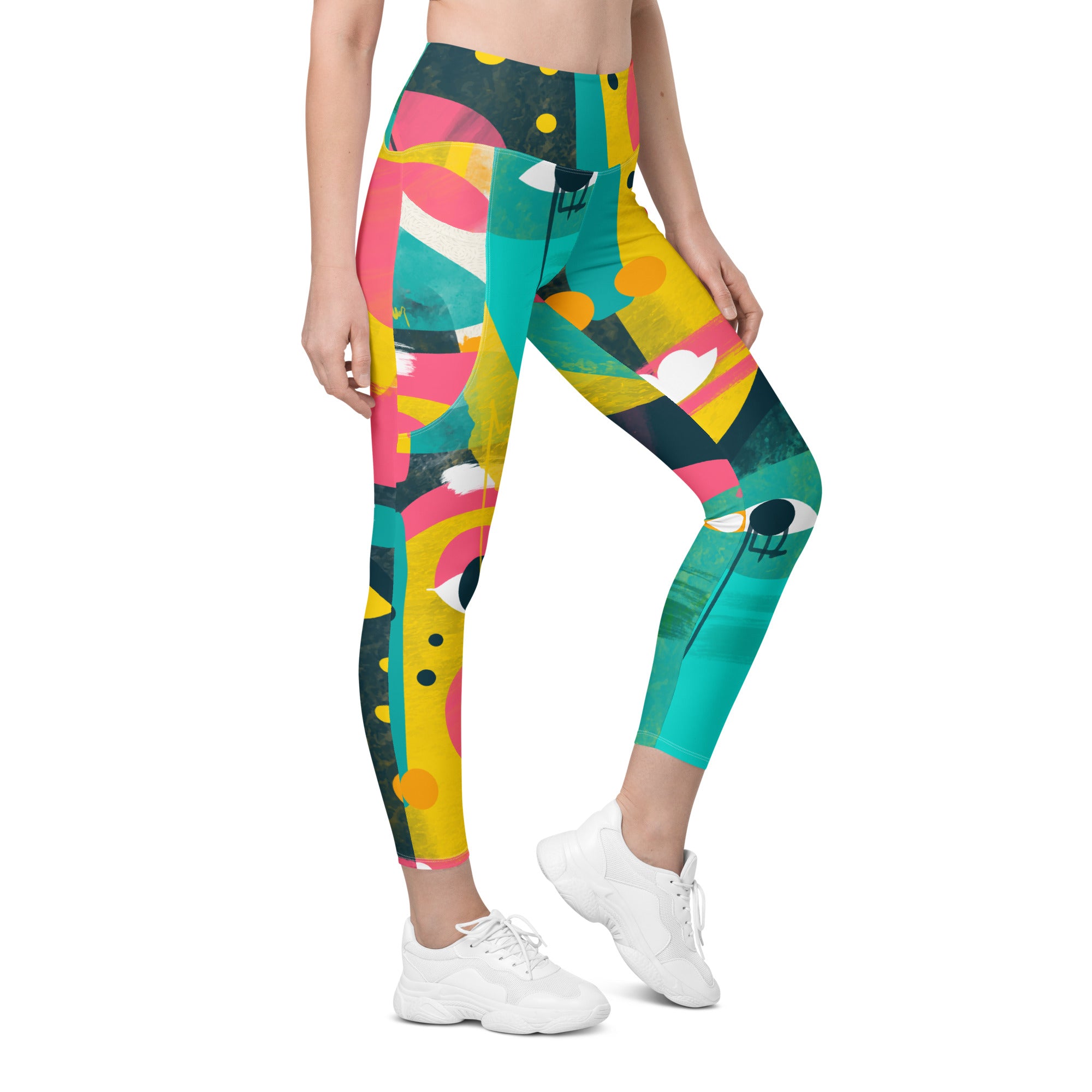 Abstract Faces Leggings with pockets