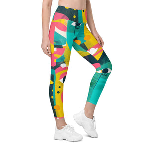 Abstract Faces Leggings with pockets