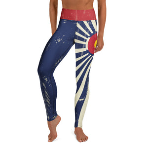 Colorado Grunge Flag - Basic Yoga Leggings