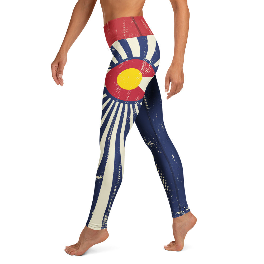 Colorado Grunge Flag - Basic Yoga Leggings