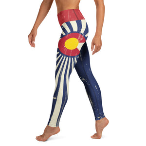 Colorado Grunge Flag - Basic Yoga Leggings